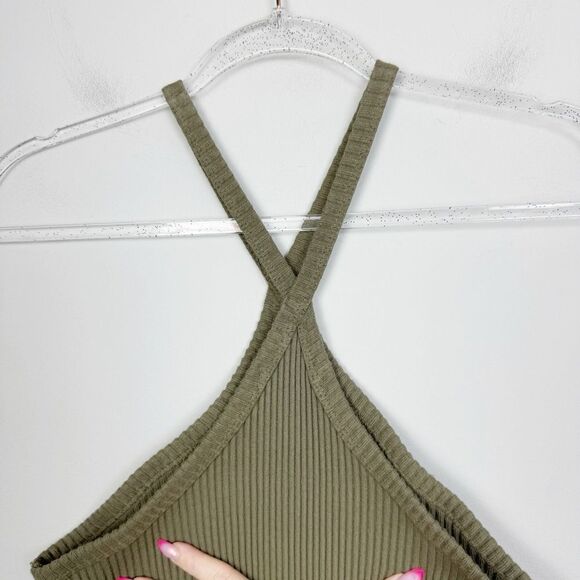 ANTHROPOLOGIE | T.LA Moss Green Ribbed Halter Neck Top NEW Women’s Size Small - Picture 11 of 11